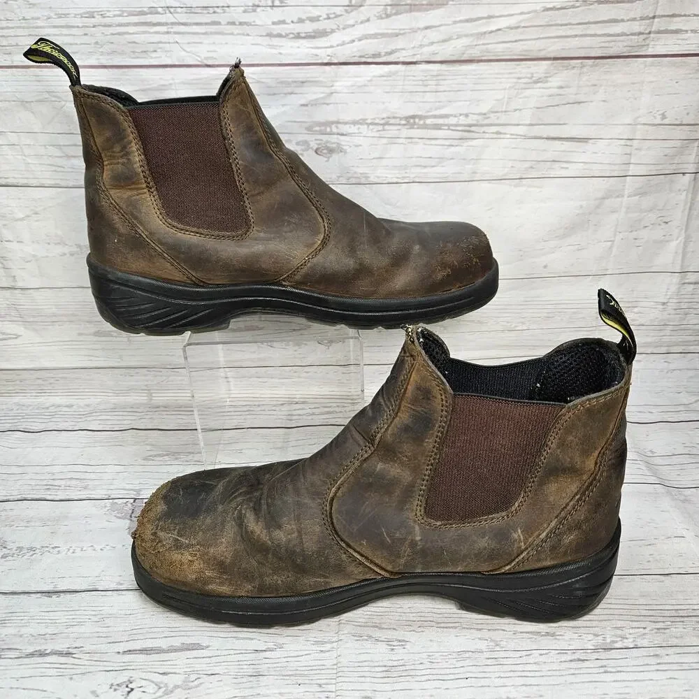 Thorogood Men's Safety Workwear Chelsea Boots Brown Leather Size 10.5 Distressed